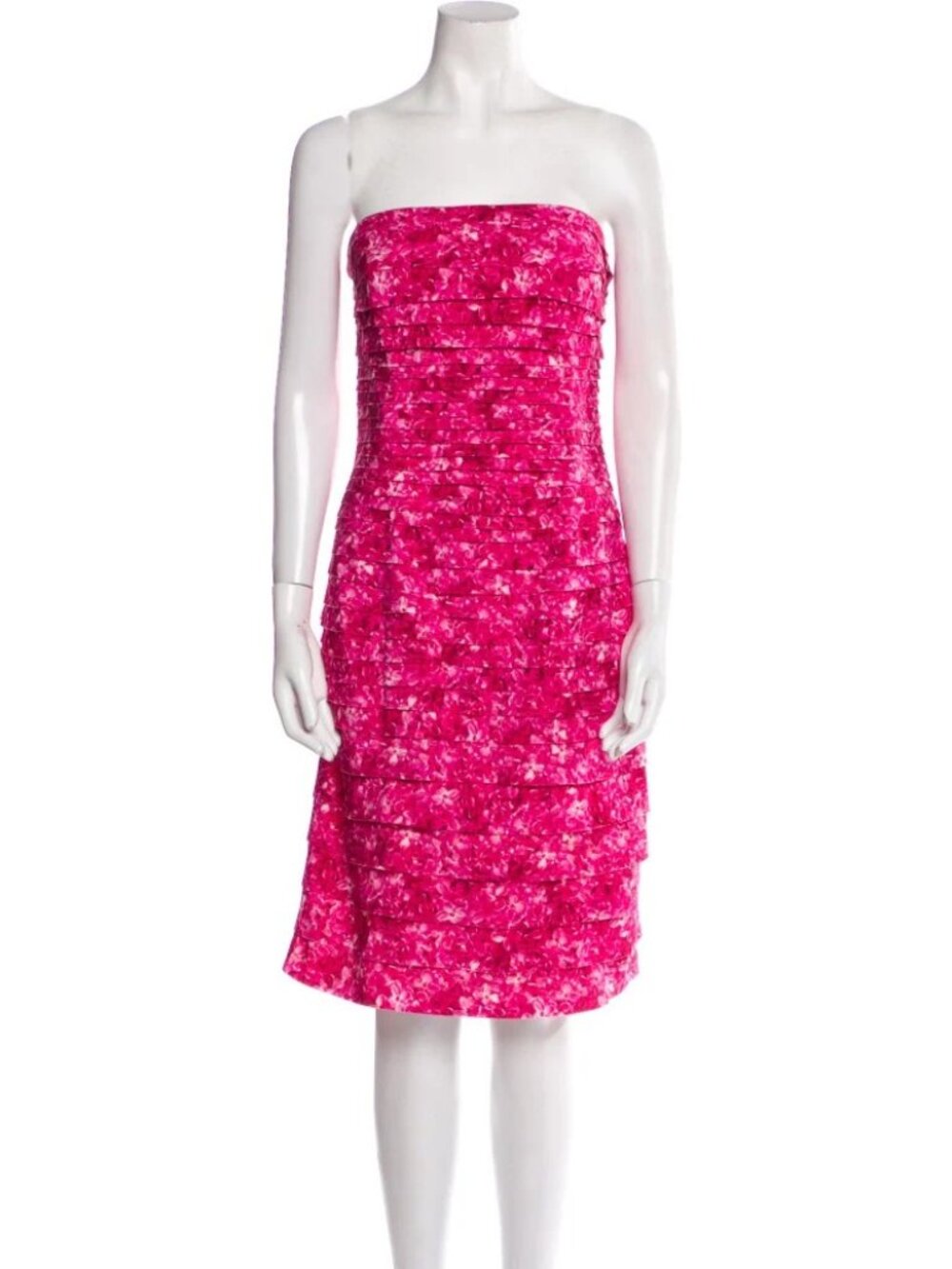 Michael Kors Collection Strapless Pink Pleated Ruffle Silk Dress, Size 12